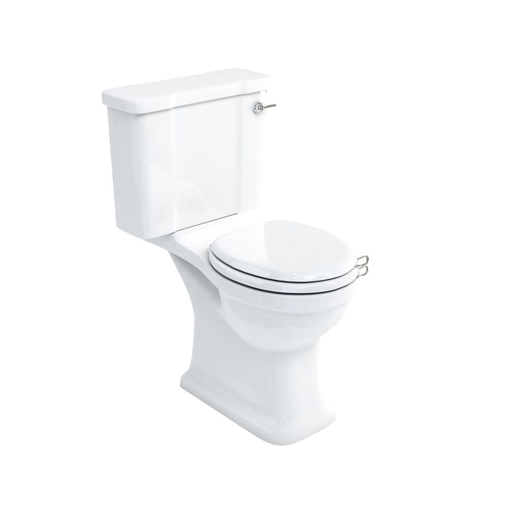 Arcade Open back close-coupled pan and dual flush cistern - nickel